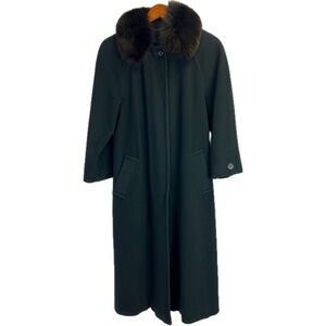 Glamorous Marvin Richards Lambswool Full Length Black Winter Coat with F…